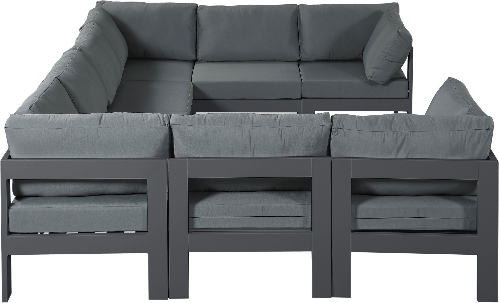 Nizuc 120" 8-Piece Outdoor Patio Waterproof Fabric Modular U-Shape Sectional with Aluminum Frame