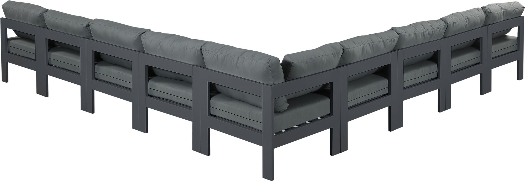 Nizuc 150" 9-Piece Outdoor Patio Waterproof Fabric Modular Armless Sectional with Aluminum Frame