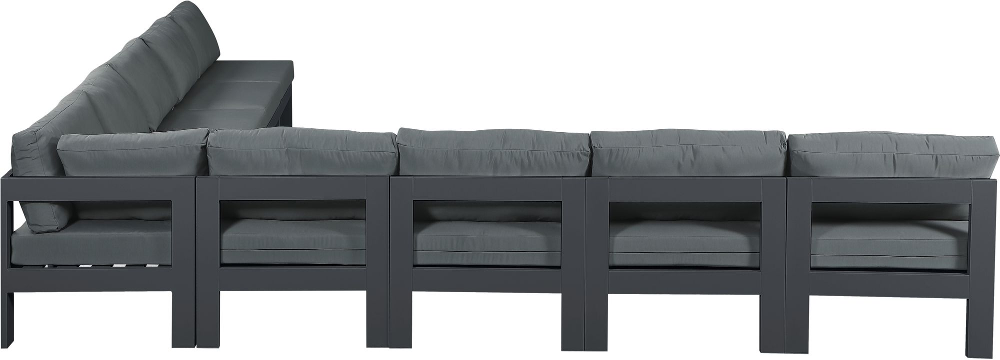 Nizuc 150" 9-Piece Outdoor Patio Waterproof Fabric Modular Armless Sectional with Aluminum Frame