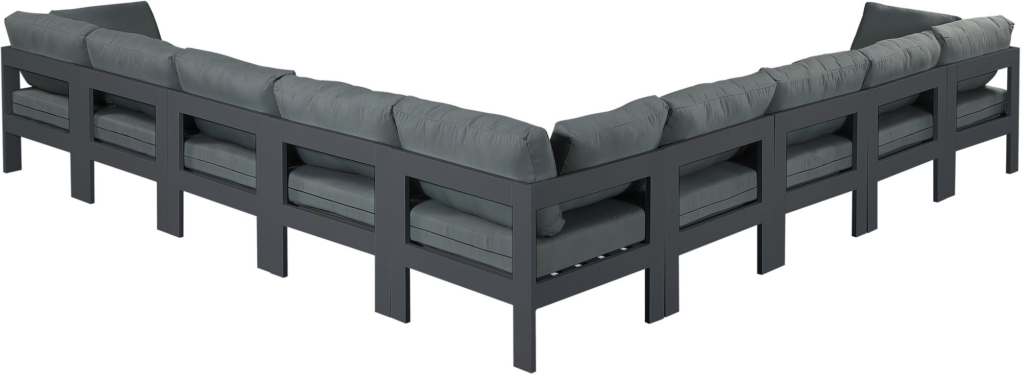 Nizuc 150" 9-Piece Outdoor Patio Waterproof Fabric Modular Sectional with Dark Grey Aluminum Frame