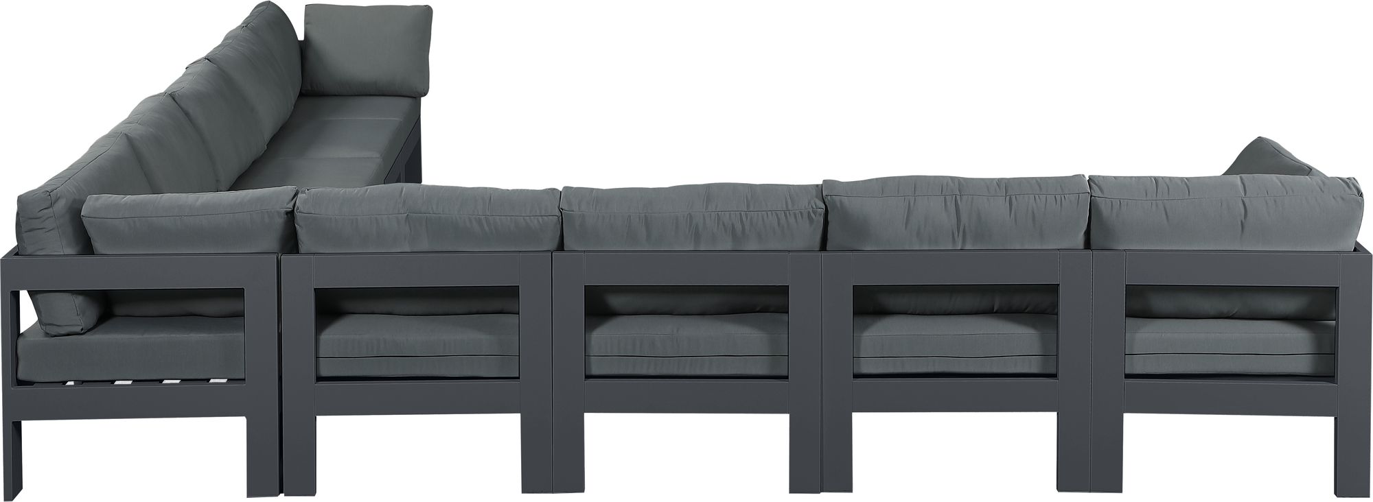 Nizuc 150" 9-Piece Outdoor Patio Waterproof Fabric Modular Sectional with Dark Grey Aluminum Frame