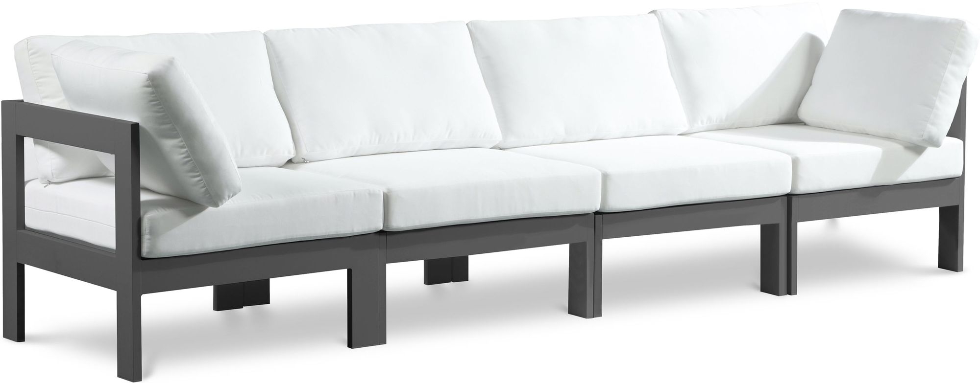 Nizuc 120" Outdoor Patio Waterproof Fabric Modular Sofa with Aluminum Frame