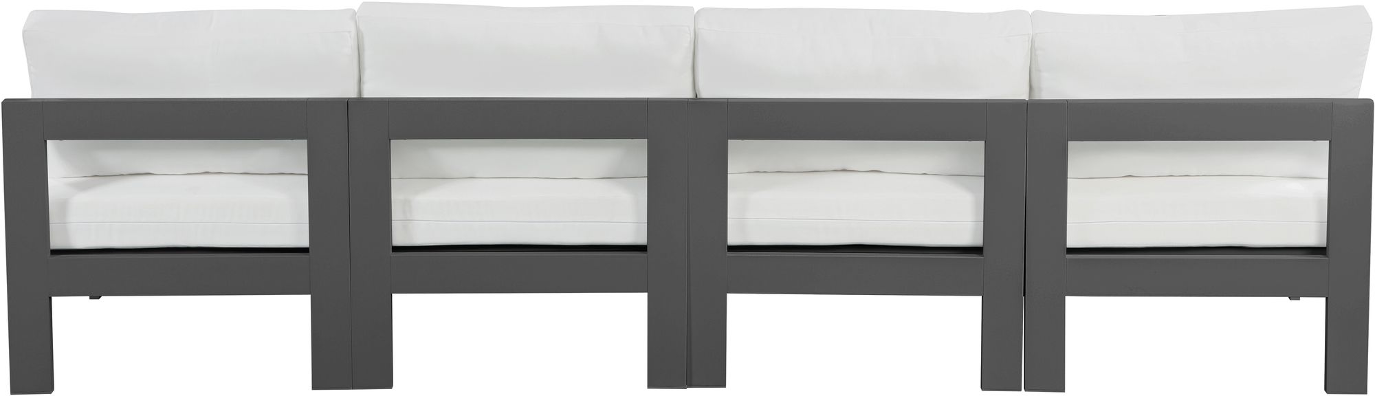 Nizuc 120" Outdoor Patio Waterproof Fabric Armless Modular Sofa with Dark Grey Aluminum Frame