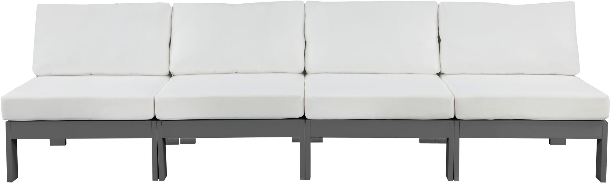 Nizuc 120" Outdoor Patio Waterproof Fabric Armless Modular Sofa with Dark Grey Aluminum Frame