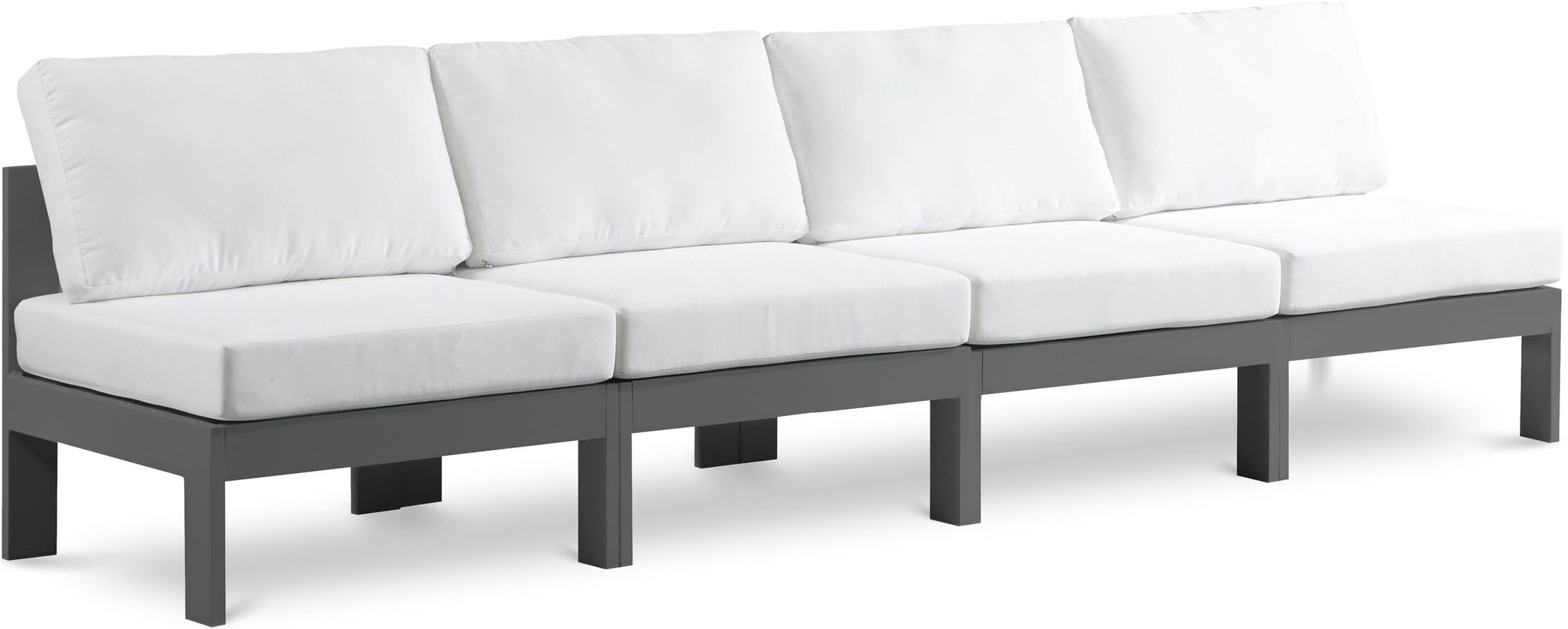 Nizuc 120" Outdoor Patio Waterproof Fabric Armless Modular Sofa with Aluminum Frame