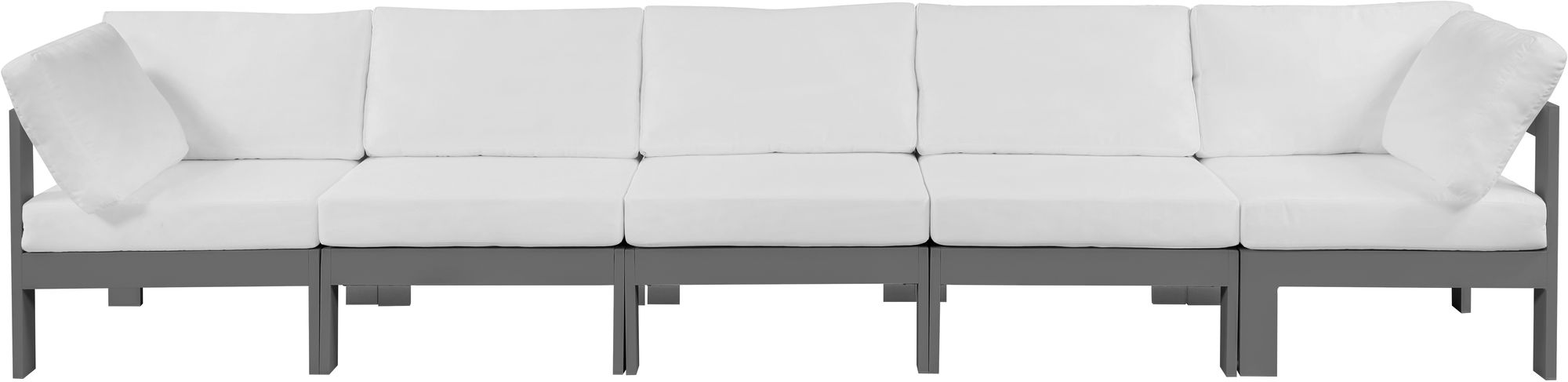 Nizuc 150" Outdoor Patio Waterproof Fabric Modular Sofa with Dark Grey Aluminum Frame