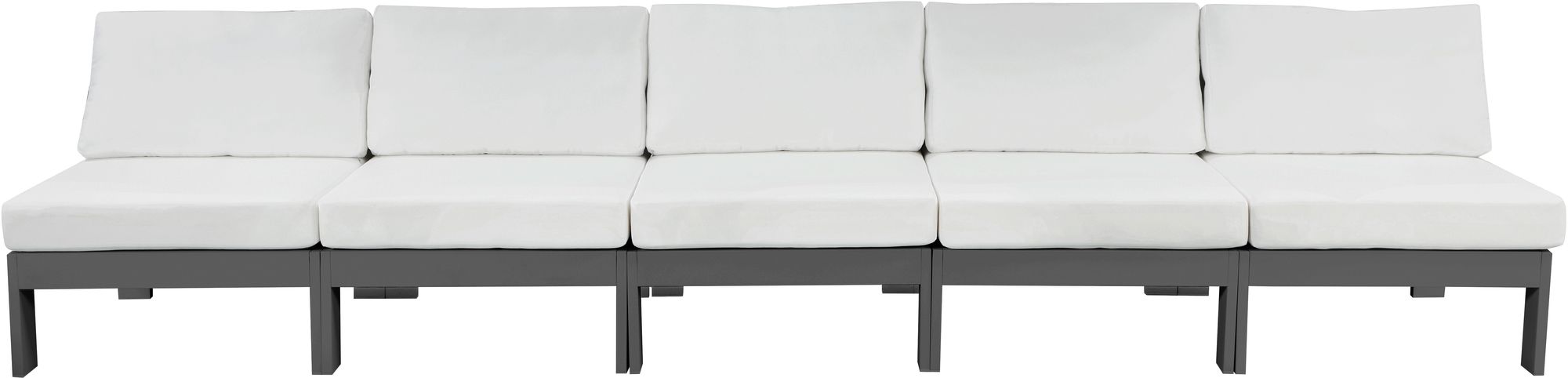 Nizuc 150" Outdoor Patio Waterproof Fabric Armless Modular Sofa with Dark Grey Aluminum Frame