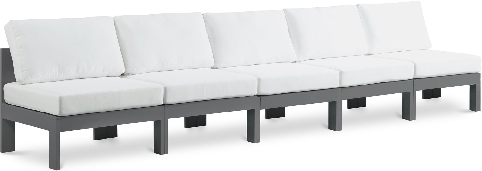 Nizuc 150" Outdoor Patio Waterproof Fabric Armless Modular Sofa with Aluminum Frame