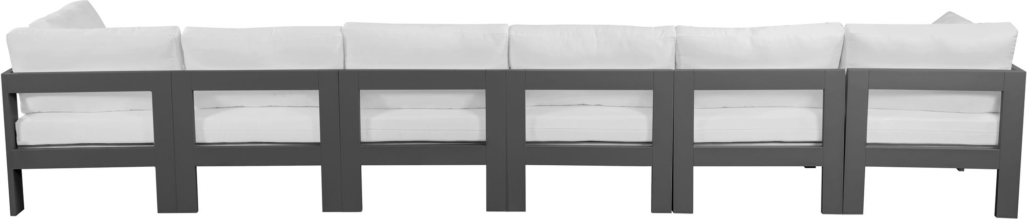 Nizuc 180" Outdoor Patio Waterproof Fabric Modular Sofa with Dark Grey Aluminum Frame