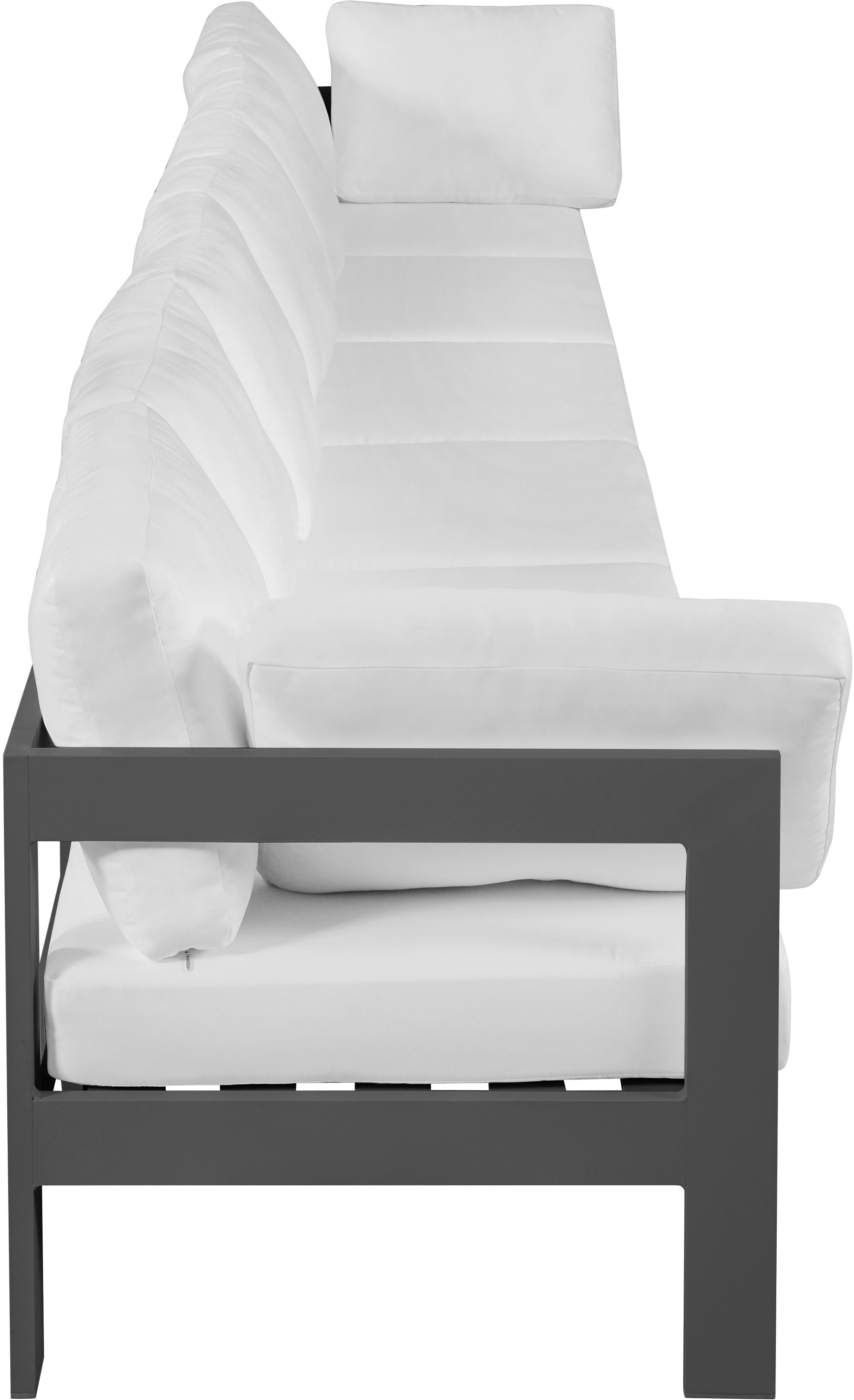 Nizuc 180" Outdoor Patio Waterproof Fabric Modular Sofa with Dark Grey Aluminum Frame