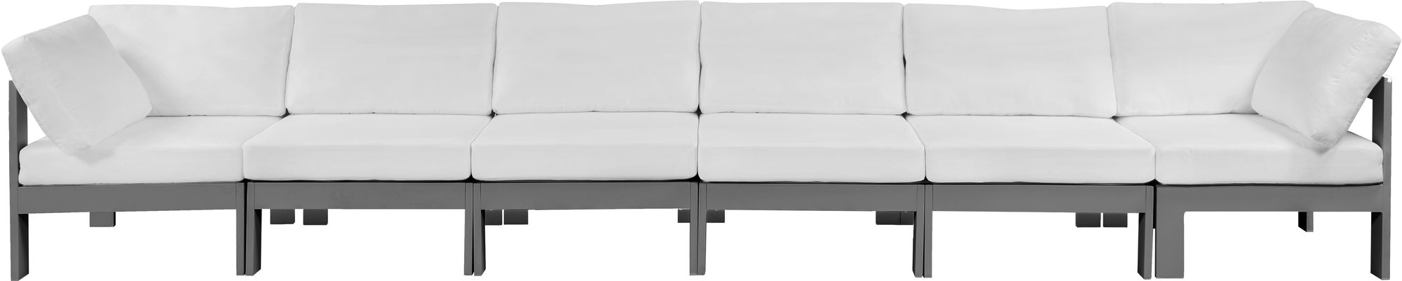Nizuc 180" Outdoor Patio Waterproof Fabric Modular Sofa with Dark Grey Aluminum Frame
