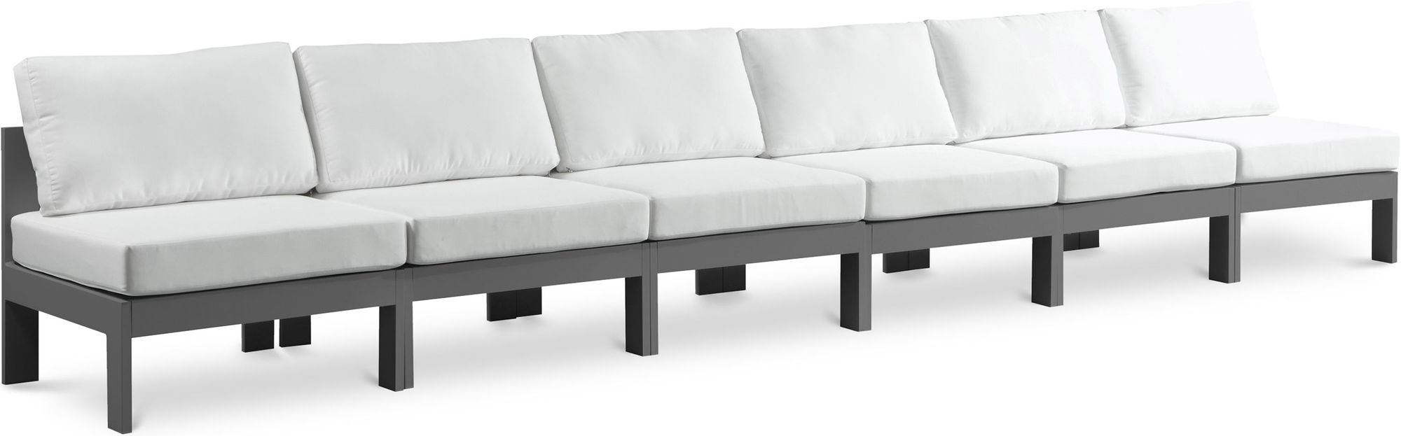 Nizuc 180" Outdoor Patio Waterproof Fabric Armless Modular Sofa with Aluminum Frame