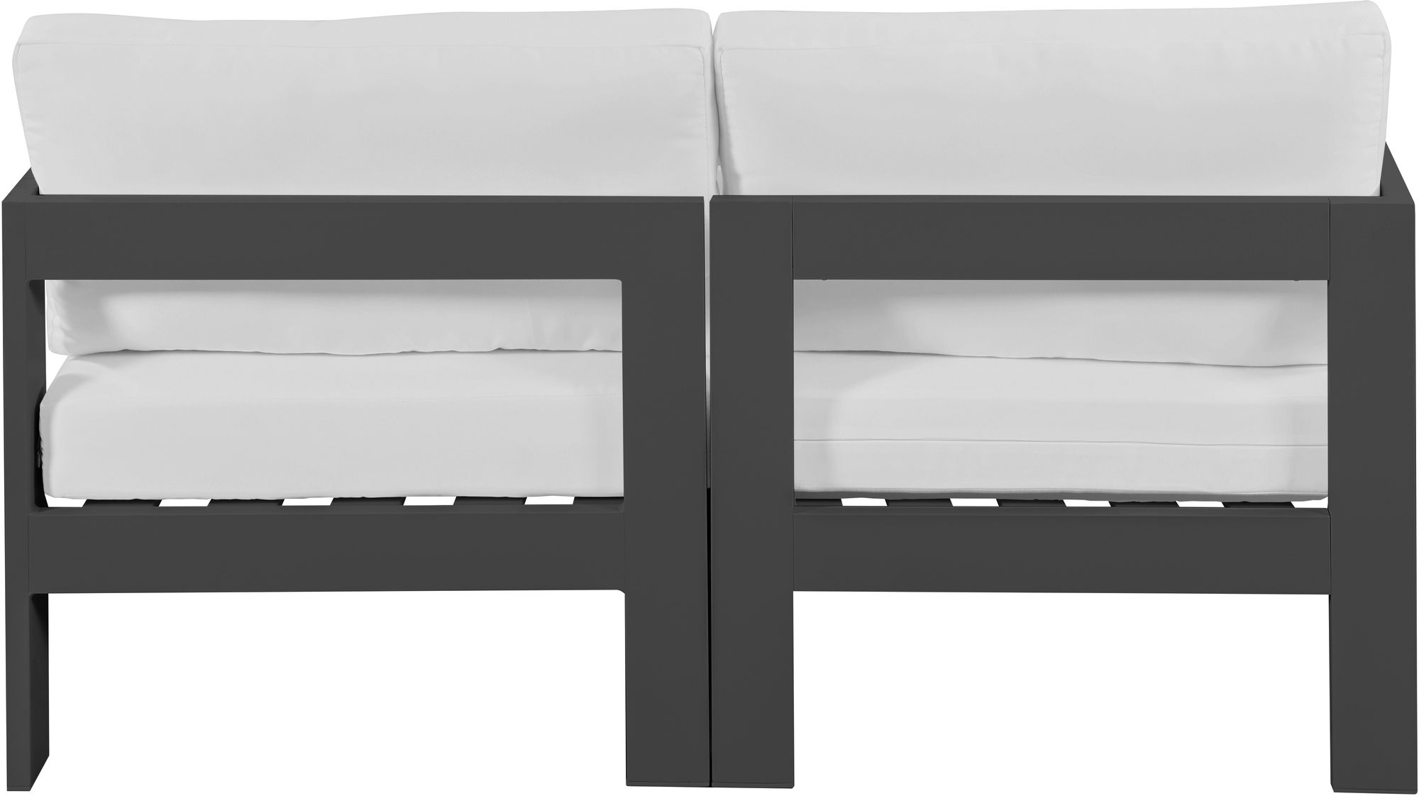Nizuc 60" Outdoor Patio Waterproof Fabric Modular Sofa with Dark Grey Aluminum Frame