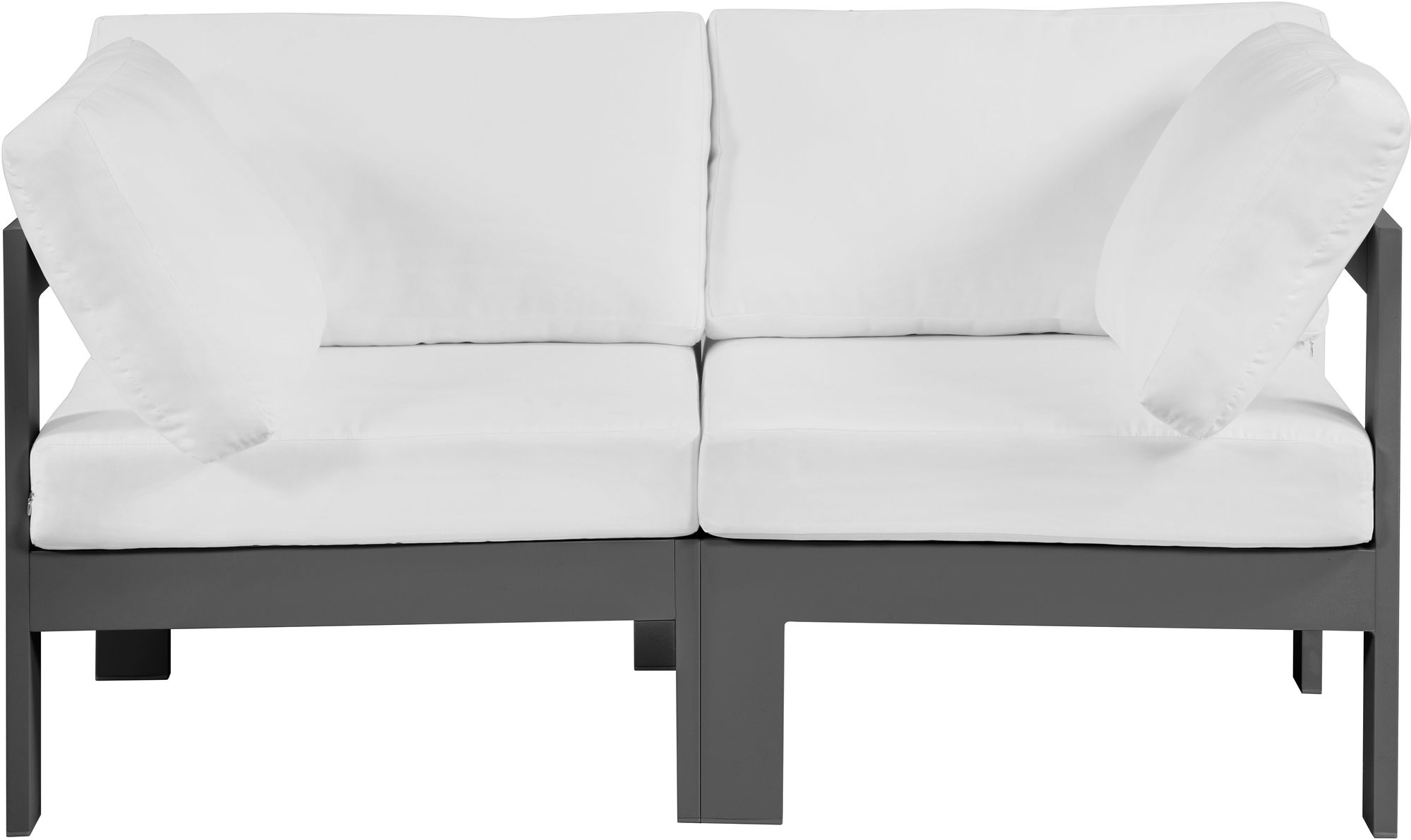 Nizuc 60" Outdoor Patio Waterproof Fabric Modular Sofa with Dark Grey Aluminum Frame