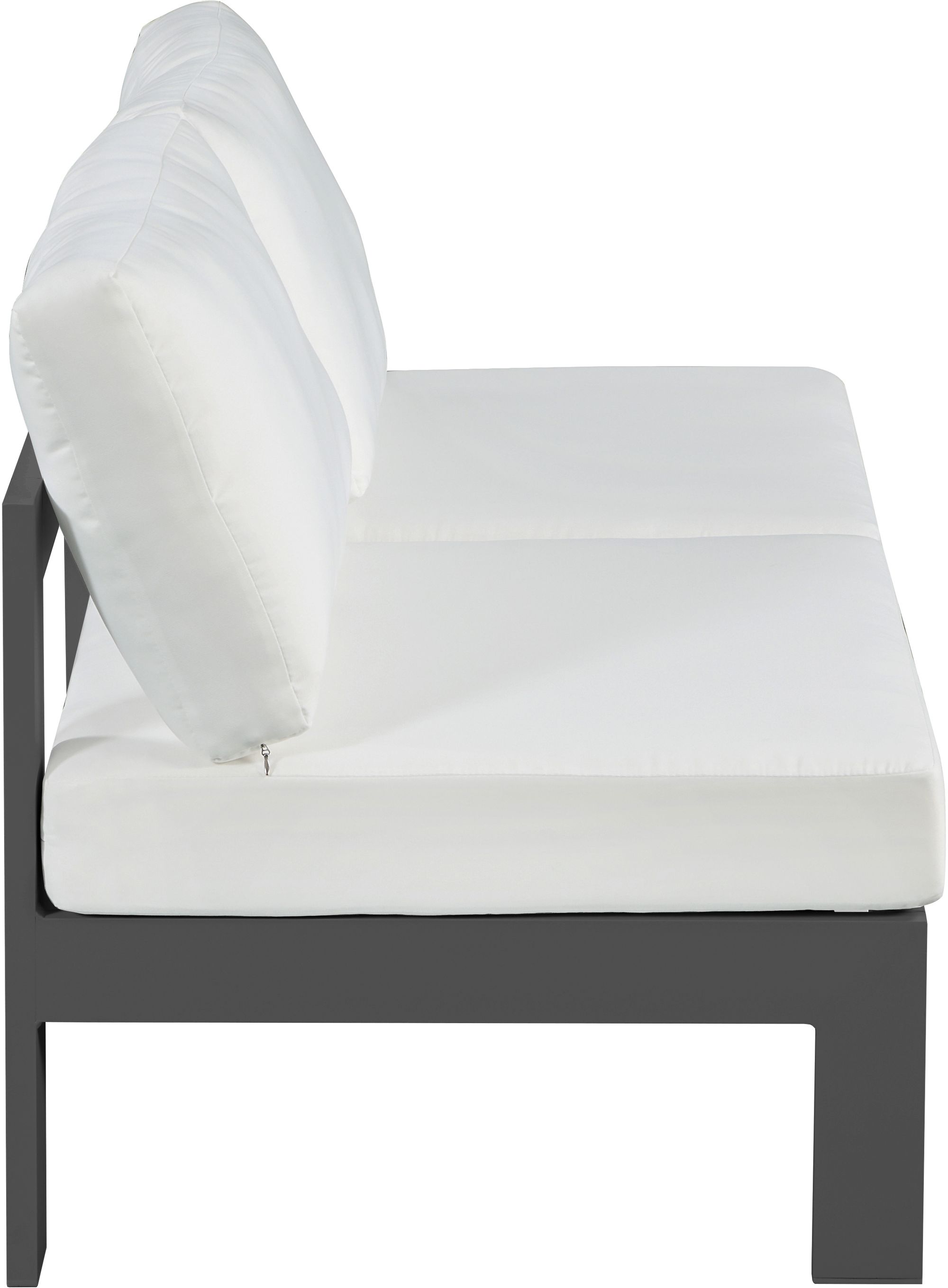 Nizuc 60" Outdoor Patio Waterproof Fabric Armless Modular Sofa with Dark Grey Aluminum Frame