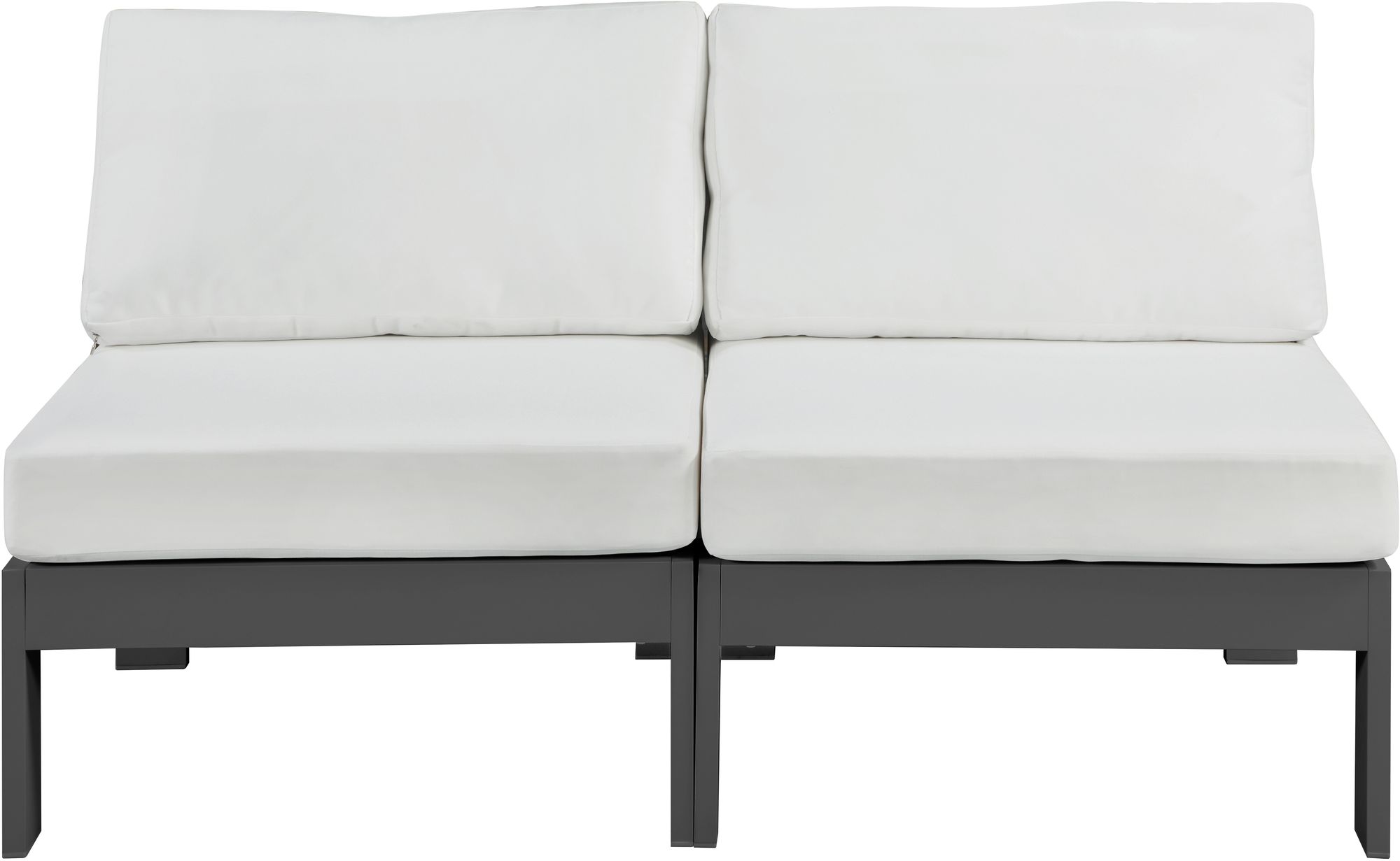 Nizuc 60" Outdoor Patio Waterproof Fabric Armless Modular Sofa with Dark Grey Aluminum Frame