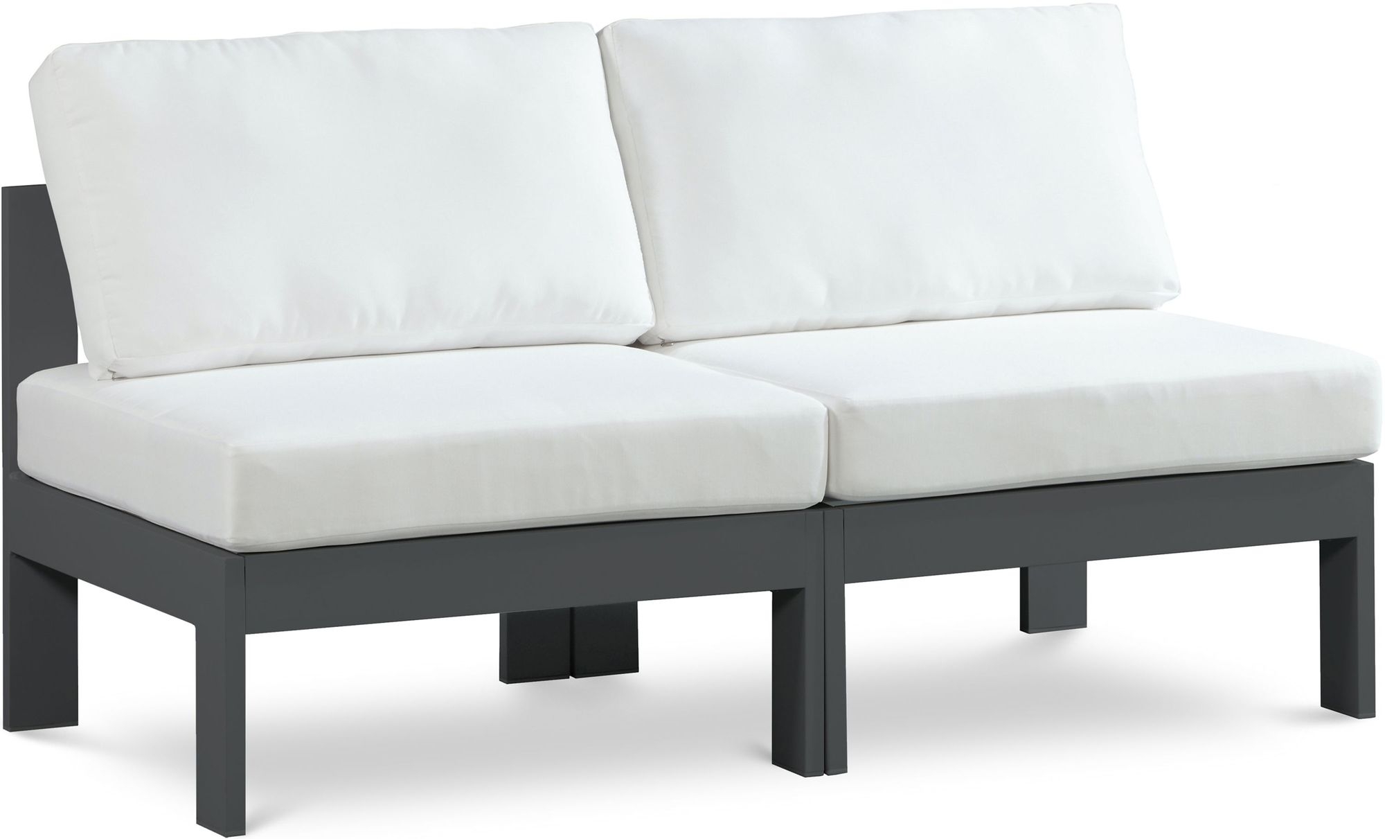 Nizuc 60" Outdoor Patio Waterproof Fabric Armless Modular Sofa with Aluminum Frame