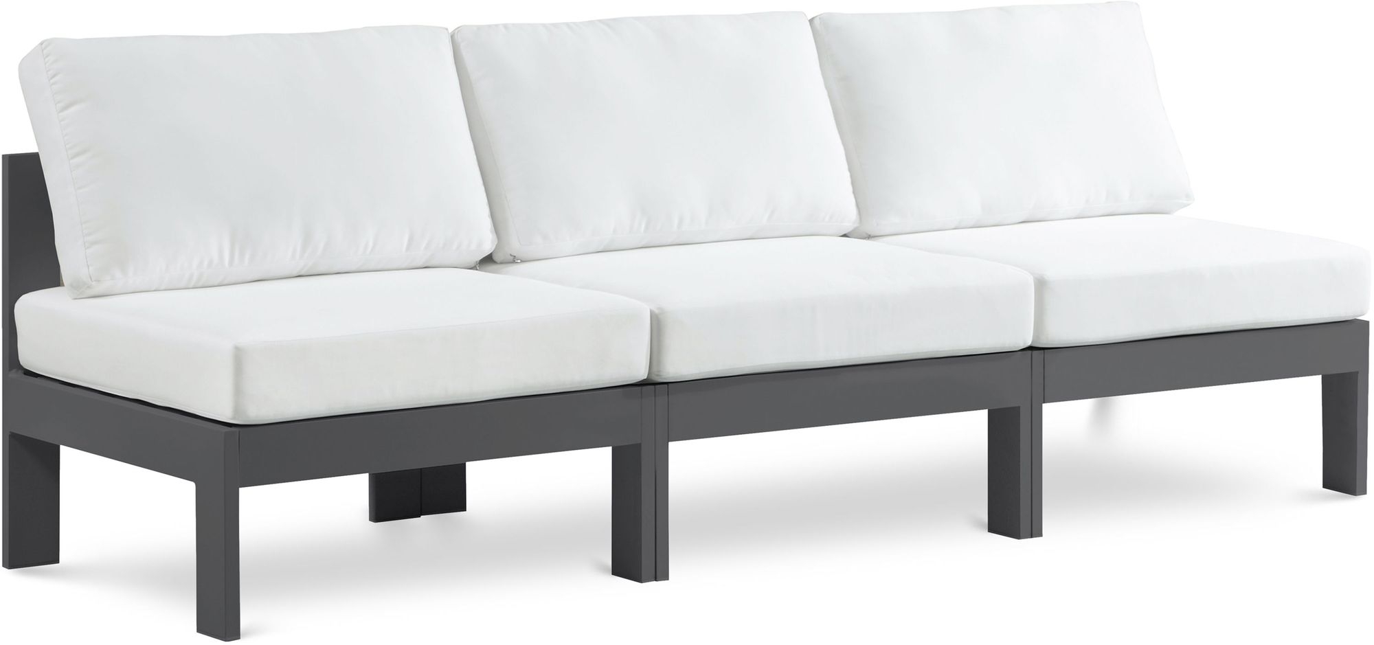 Nizuc 90" Outdoor Patio Waterproof Fabric Armless Modular Sofa with Aluminum Frame