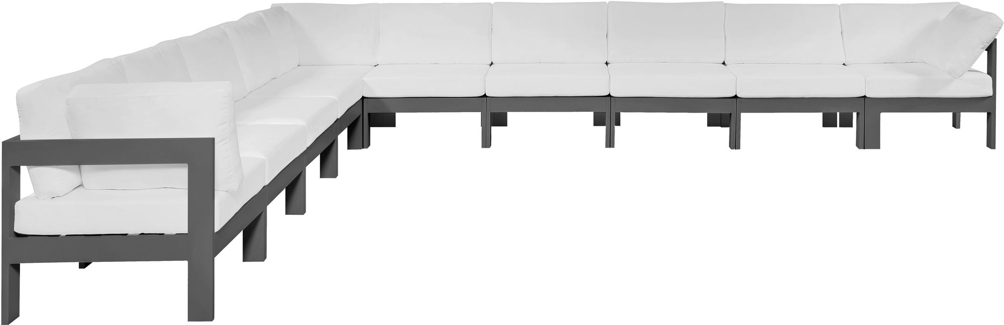 Nizuc 180" 10-Piece Outdoor Patio Waterproof Fabric Modular Sectional with Aluminum Frame