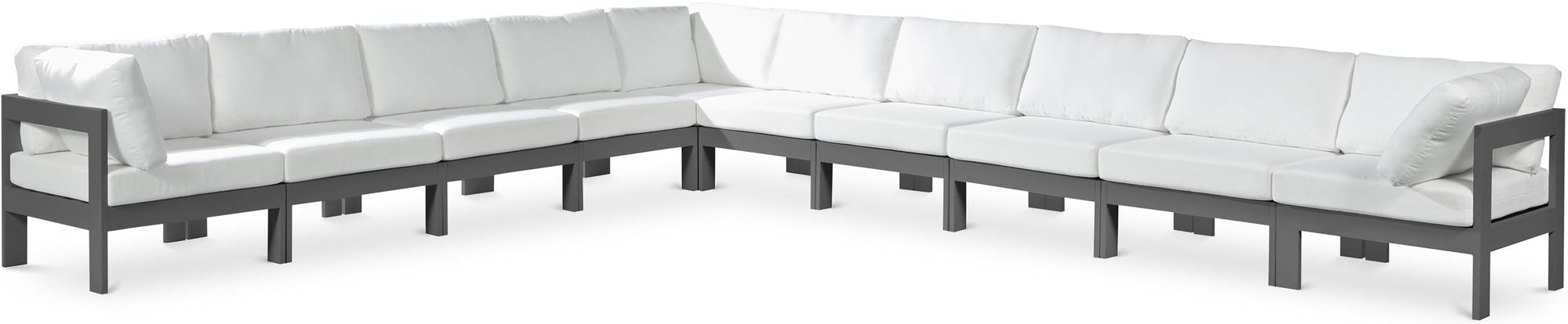 Nizuc 180" 10-Piece Outdoor Patio Waterproof Fabric Modular Sectional with Aluminum Frame
