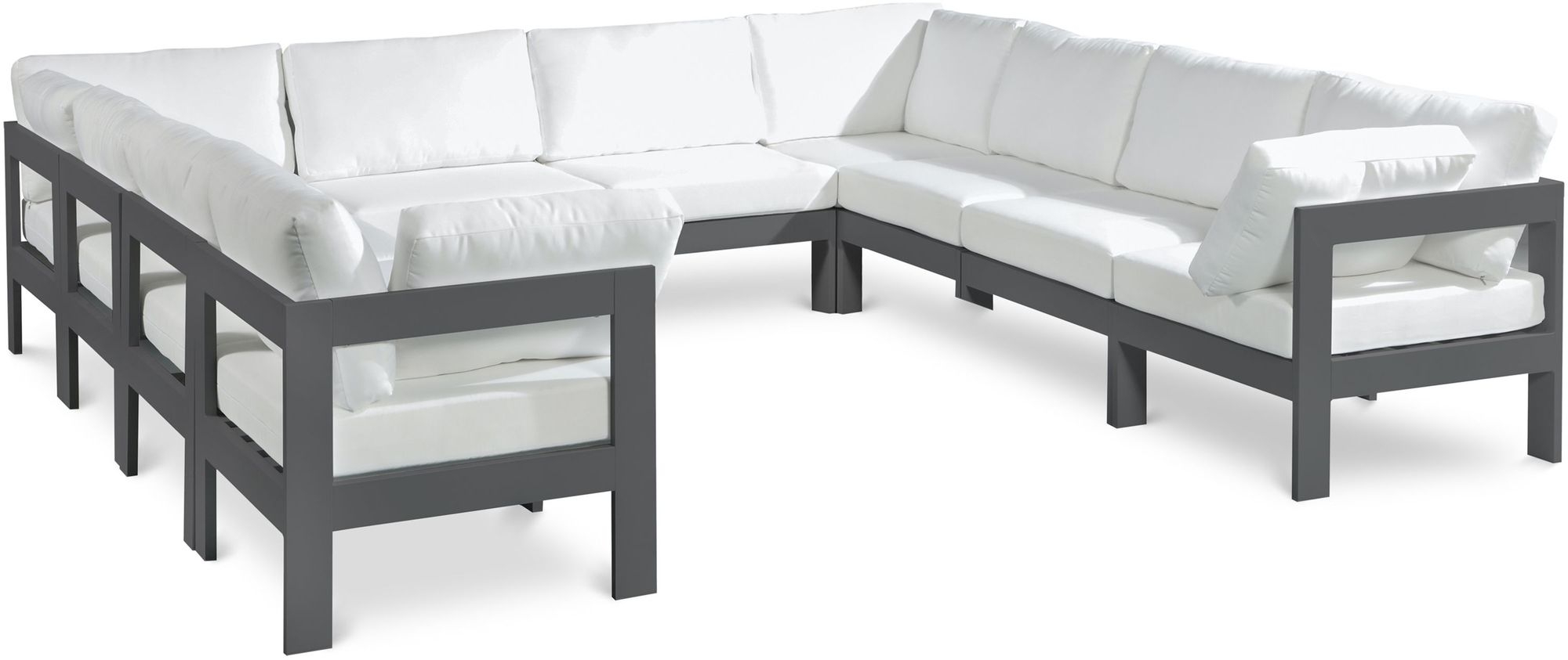 Nizuc 120" 10-Piece Outdoor Patio Waterproof Fabric Modular U-Shape Sectional with Aluminum Frame