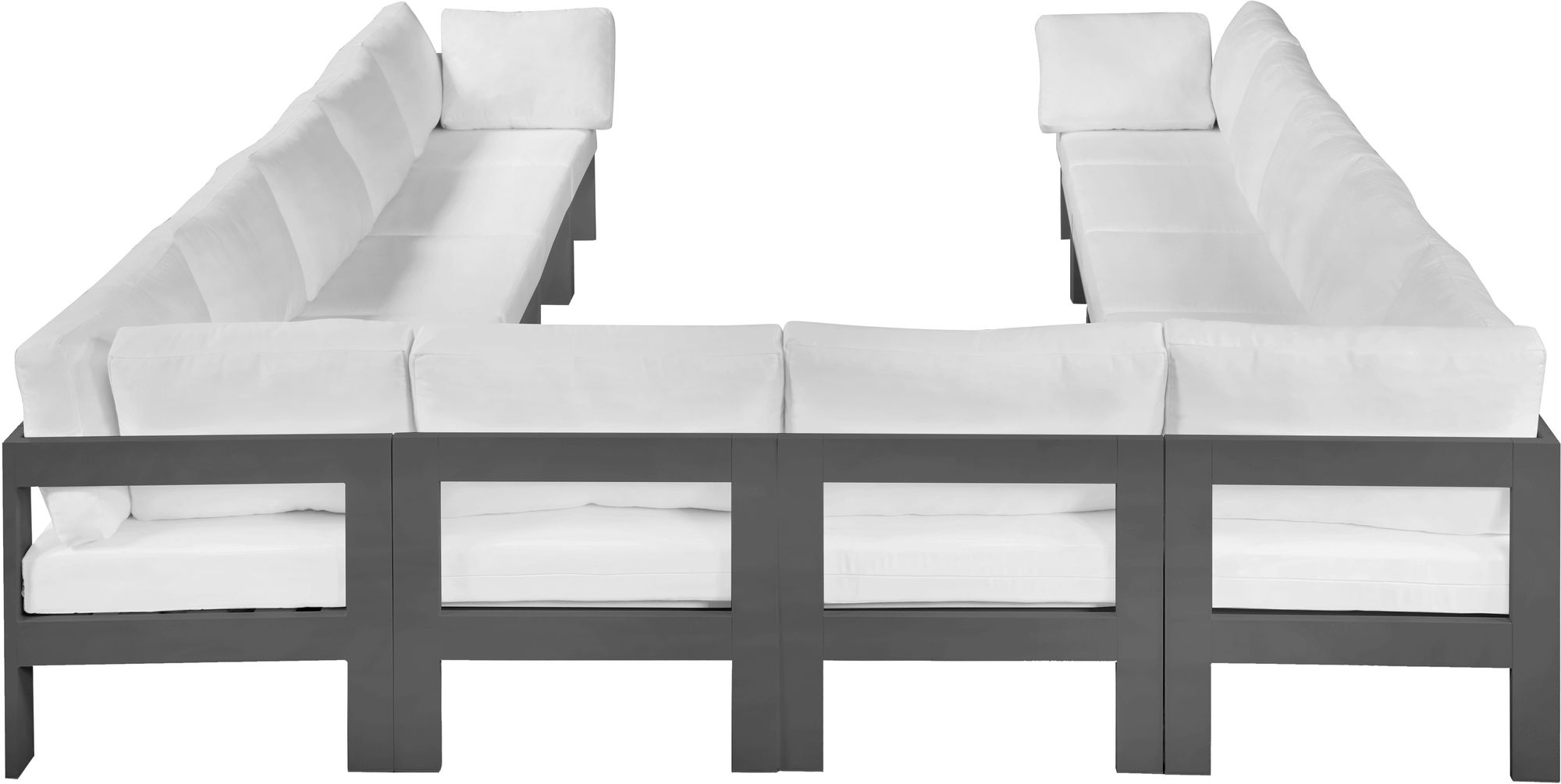 Nizuc 120" 12-Piece Outdoor Patio Waterproof Fabric Modular U-Shape Sectional with Aluminum Frame