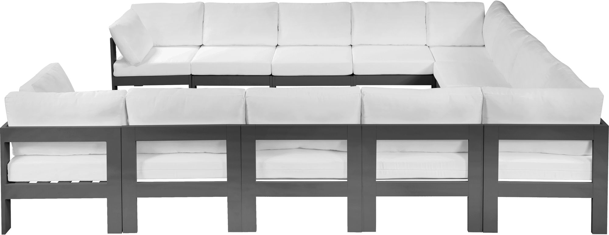 Nizuc 120" 12-Piece Outdoor Patio Waterproof Fabric Modular U-Shape Sectional with Aluminum Frame