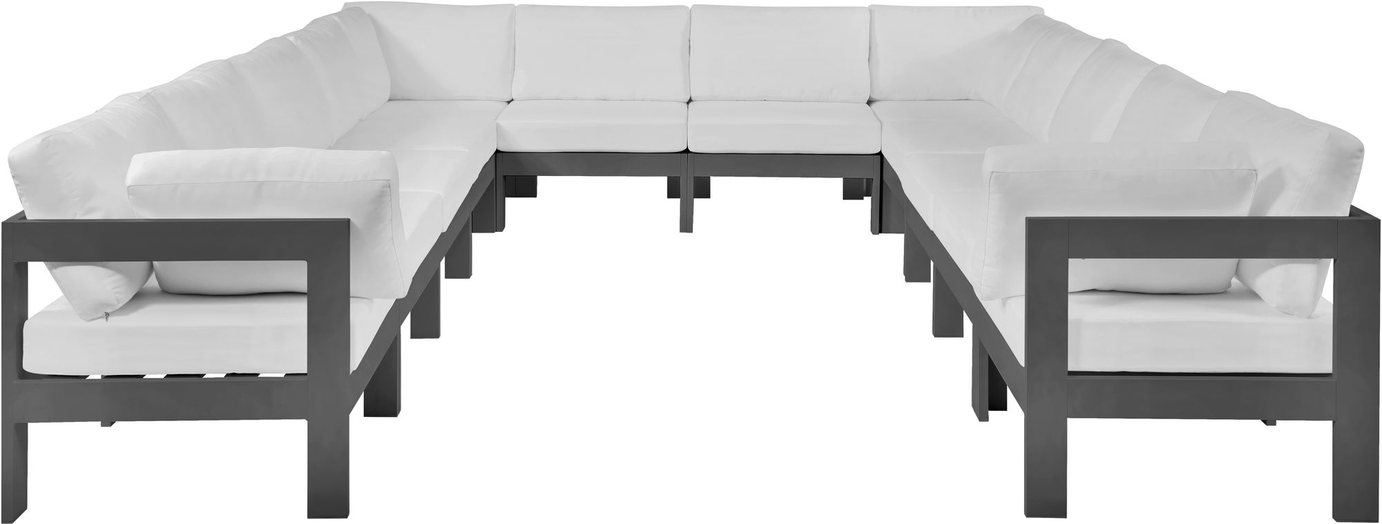 Nizuc 120" 12-Piece Outdoor Patio Waterproof Fabric Modular U-Shape Sectional with Aluminum Frame