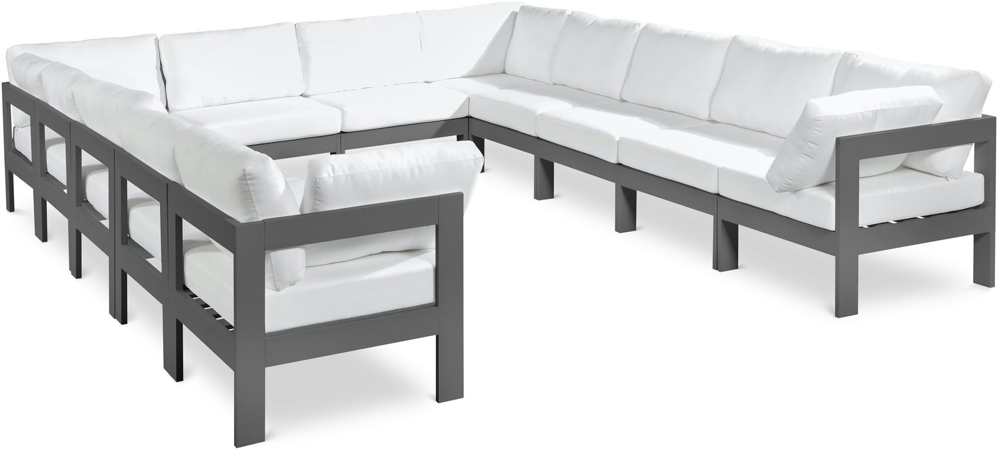 Nizuc 120" 12-Piece Outdoor Patio Waterproof Fabric Modular U-Shape Sectional with Aluminum Frame