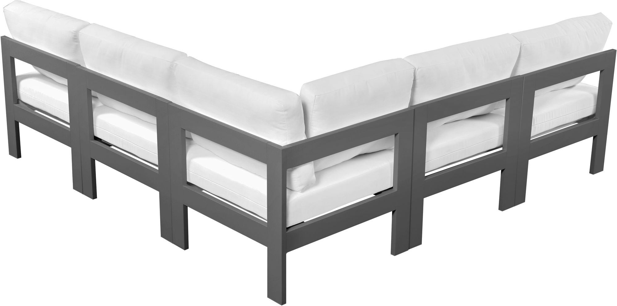 Nizuc 90" 5-Piece Outdoor Patio Waterproof Fabric Modular Armless Sectional with Aluminum Frame