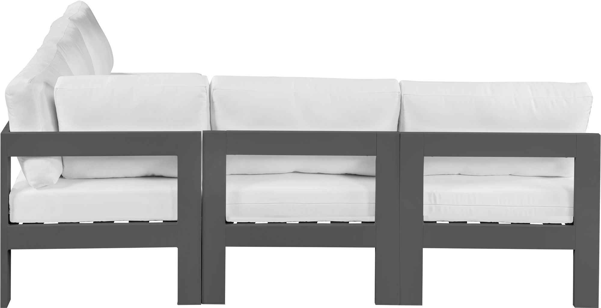 Nizuc 90" 5-Piece Outdoor Patio Waterproof Fabric Modular Armless Sectional with Dark Grey Aluminum Frame