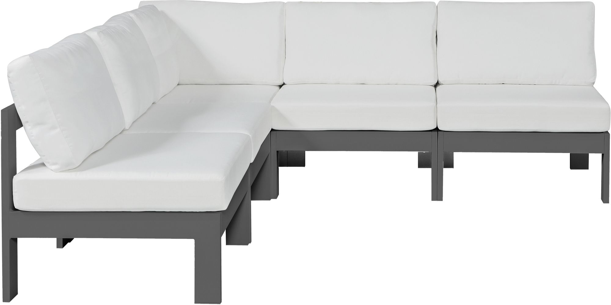 Nizuc 90" 5-Piece Outdoor Patio Waterproof Fabric Modular Armless Sectional with Dark Grey Aluminum Frame