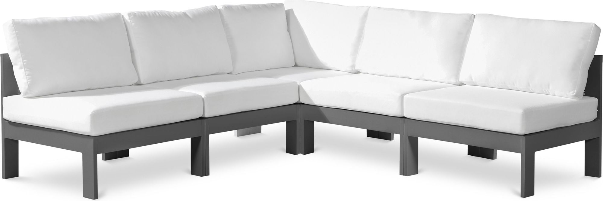 Nizuc 90" 5-Piece Outdoor Patio Waterproof Fabric Modular Armless Sectional with Aluminum Frame