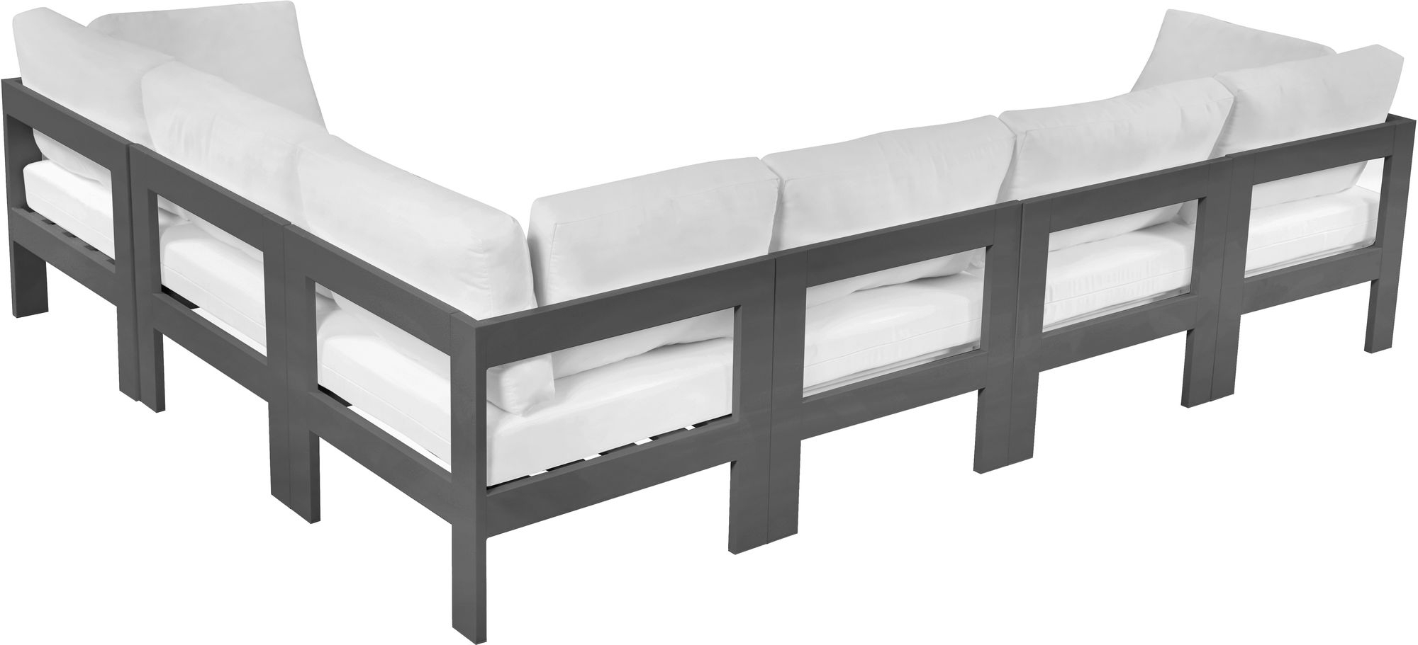Nizuc 120" 6-Piece Outdoor Patio Waterproof Fabric Modular Sectional with Aluminum Frame