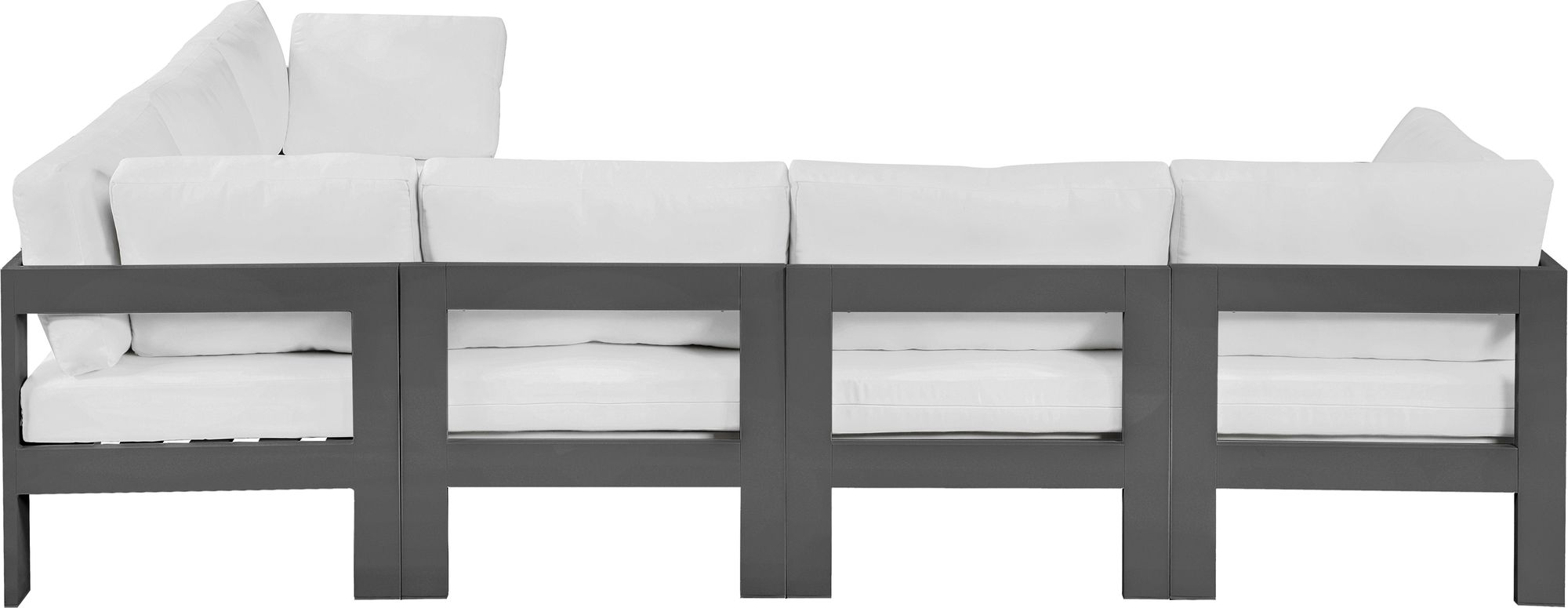 Nizuc 120" 6-Piece Outdoor Patio Waterproof Fabric Modular Sectional with Dark Grey Aluminum Frame