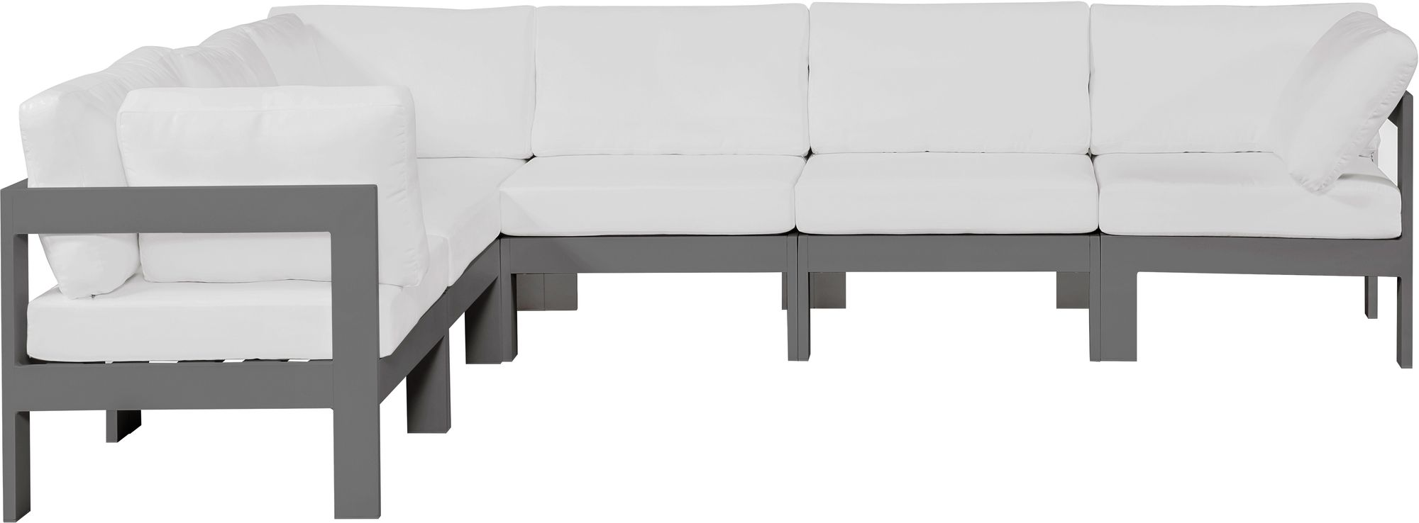 Nizuc 120" 6-Piece Outdoor Patio Waterproof Fabric Modular Sectional with Dark Grey Aluminum Frame