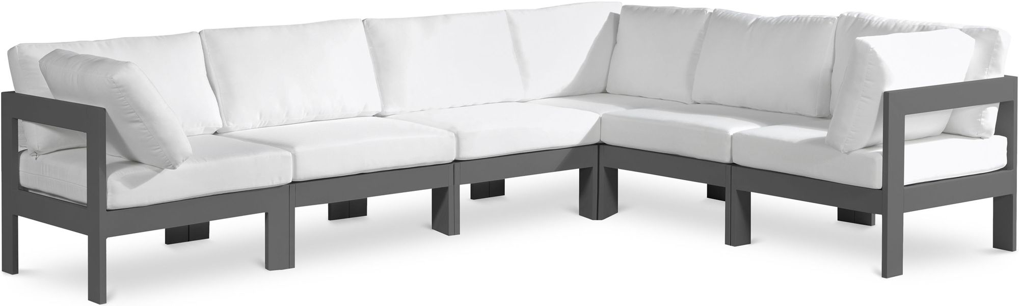Nizuc 120" 6-Piece Outdoor Patio Waterproof Fabric Modular Sectional with Aluminum Frame