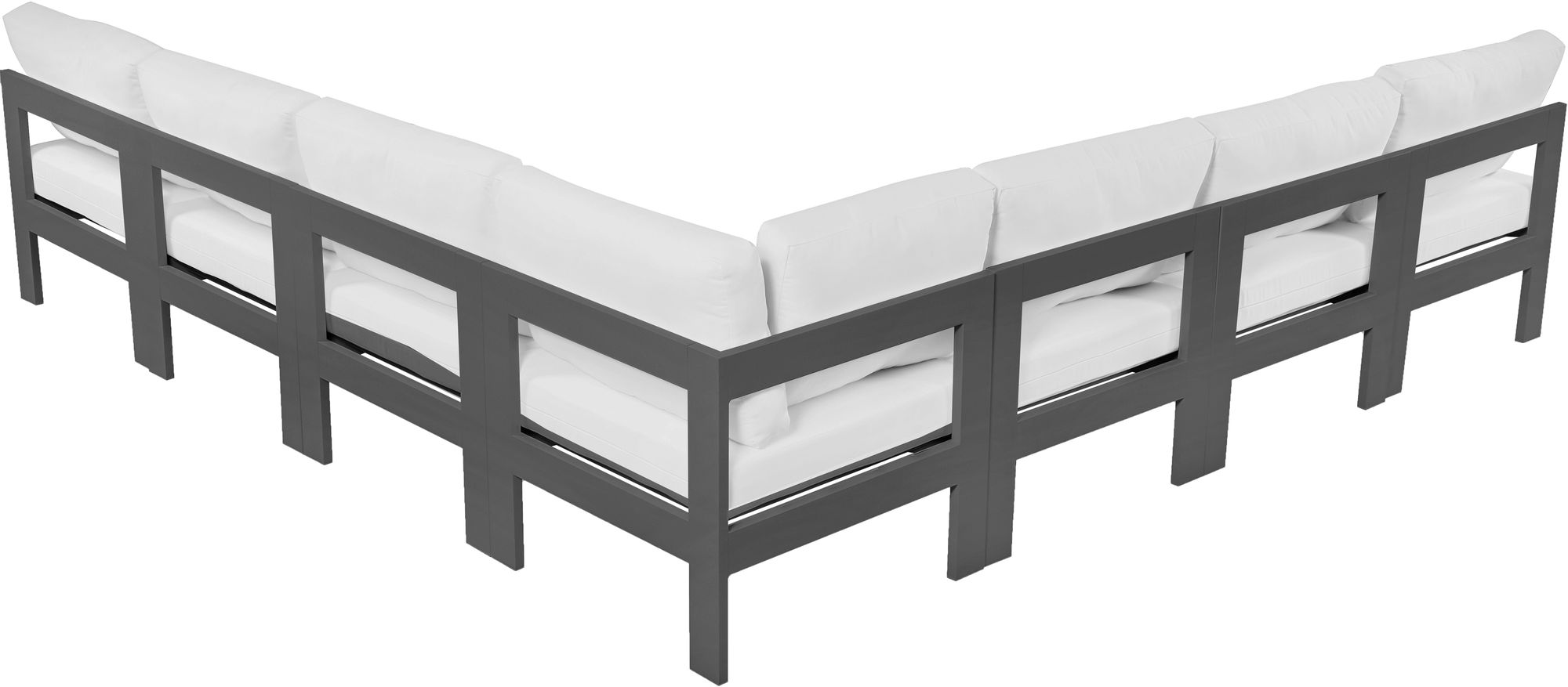 Nizuc 120" 7-Piece Outdoor Patio Waterproof Fabric Modular Armless Sectional with Dark Grey Aluminum Frame