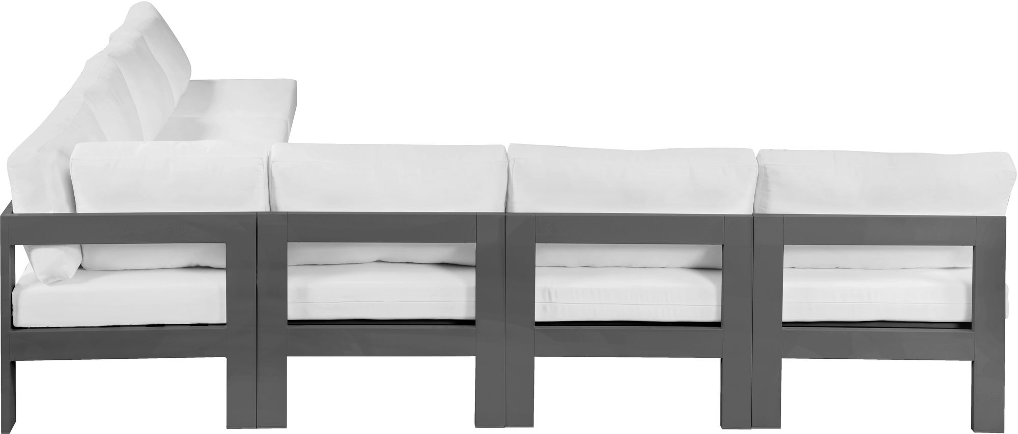 Nizuc 120" 7-Piece Outdoor Patio Waterproof Fabric Modular Armless Sectional with Aluminum Frame