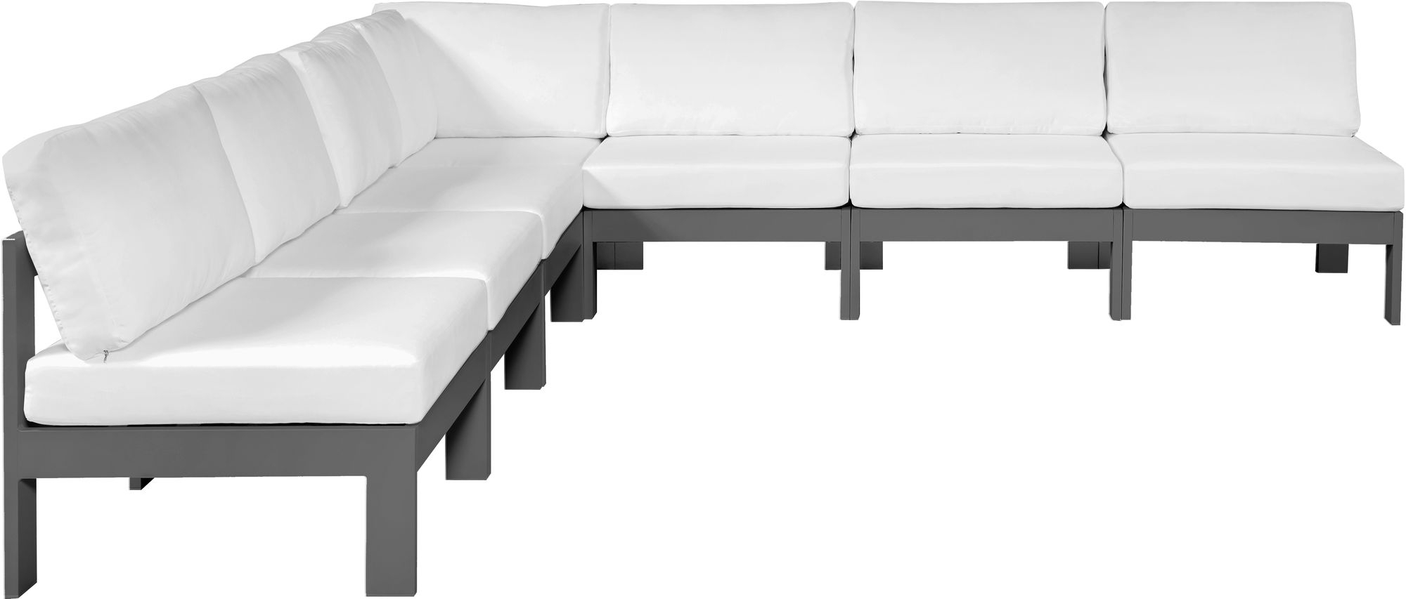 Nizuc 120" 7-Piece Outdoor Patio Waterproof Fabric Modular Armless Sectional with Aluminum Frame