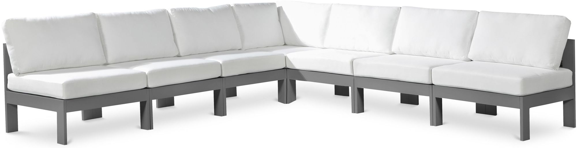 Nizuc 120" 7-Piece Outdoor Patio Waterproof Fabric Modular Armless Sectional with Aluminum Frame