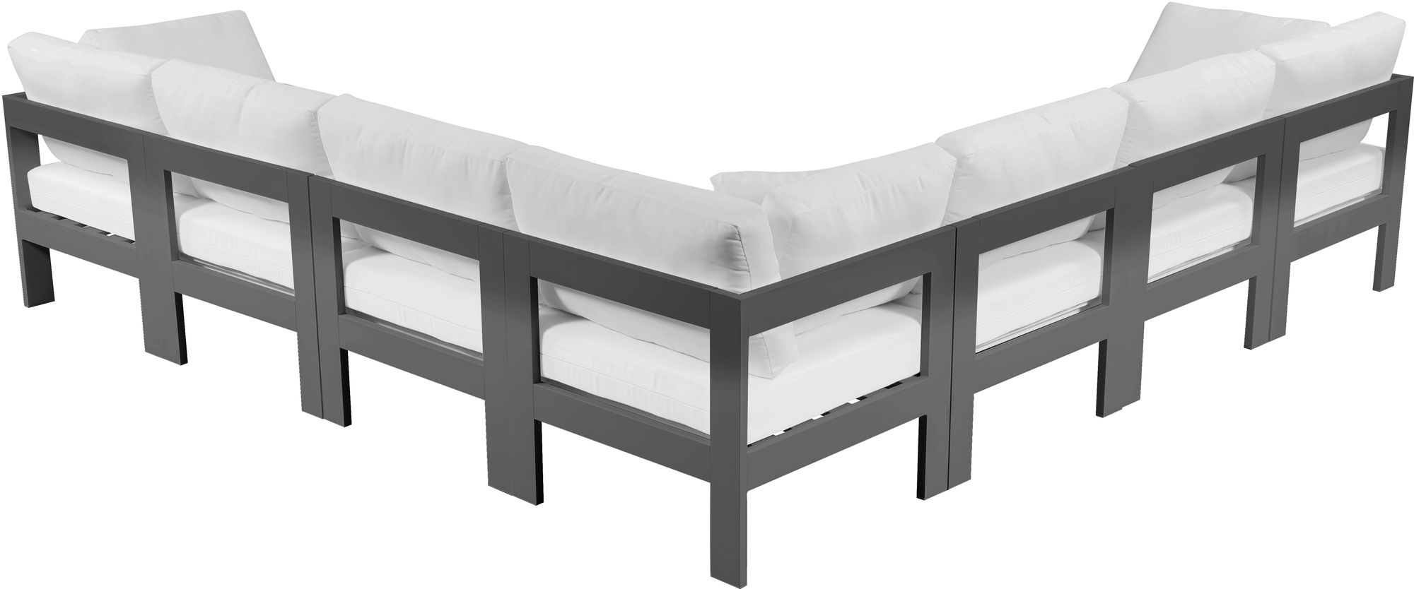 Nizuc 120" 7-Piece Outdoor Patio Waterproof Fabric Modular Sectional with Dark Grey Aluminum Frame