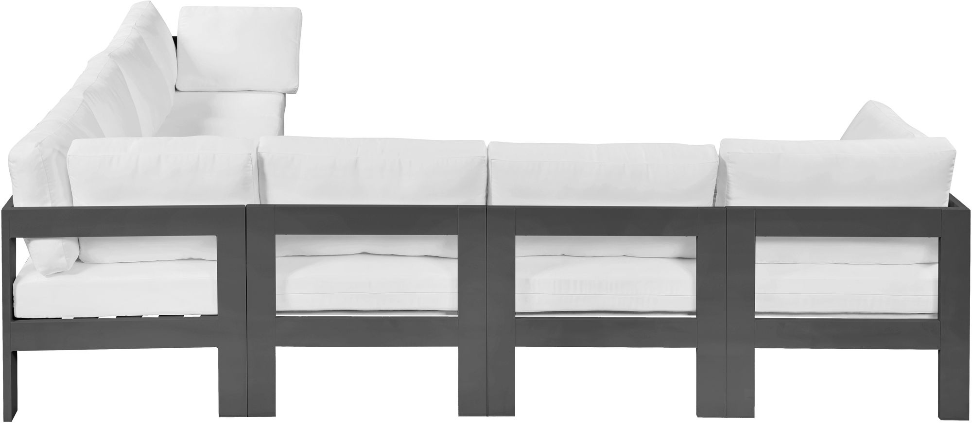 Nizuc 120" 7-Piece Outdoor Patio Waterproof Fabric Modular Sectional with Dark Grey Aluminum Frame