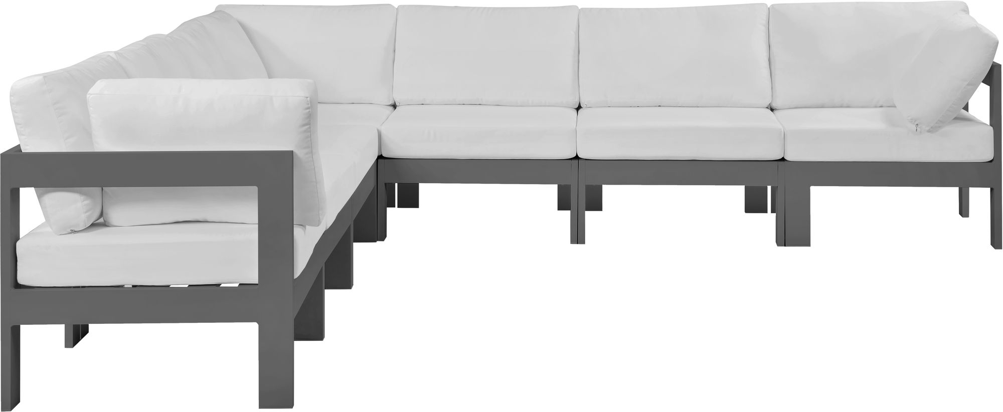 Nizuc 120" 7-Piece Outdoor Patio Waterproof Fabric Modular Sectional with Aluminum Frame