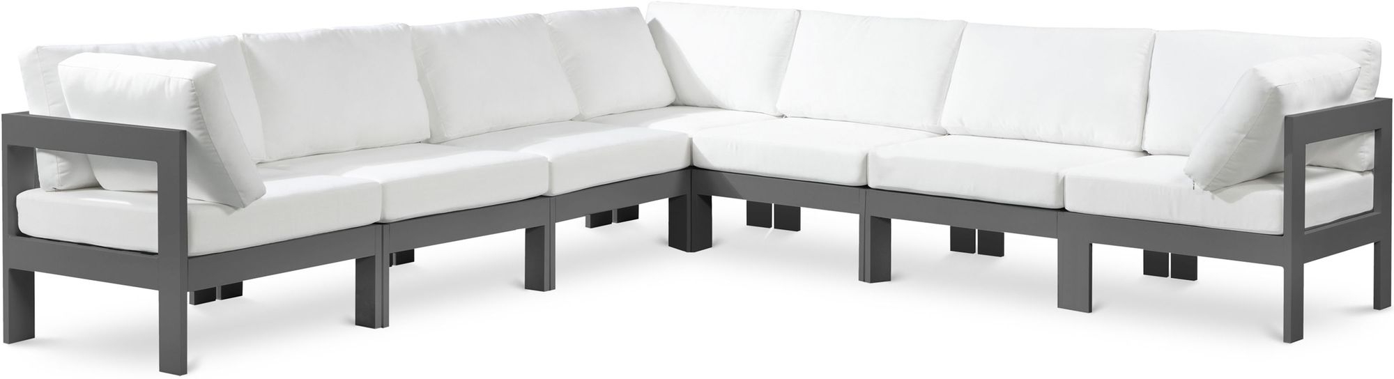 Nizuc 120" 7-Piece Outdoor Patio Waterproof Fabric Modular Sectional with Aluminum Frame