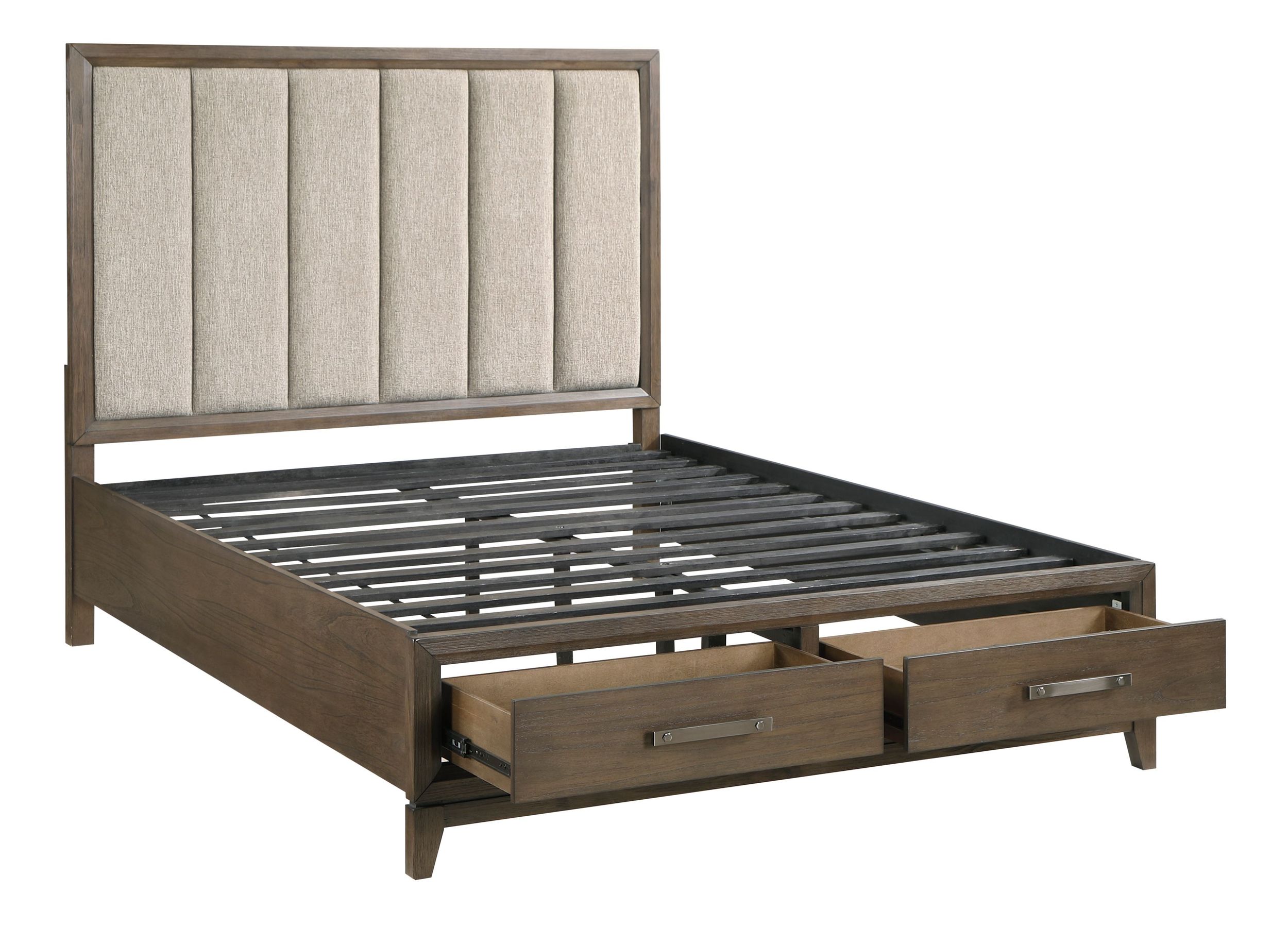 Cambridge Chenille/Wood California King Storage Platform Bed