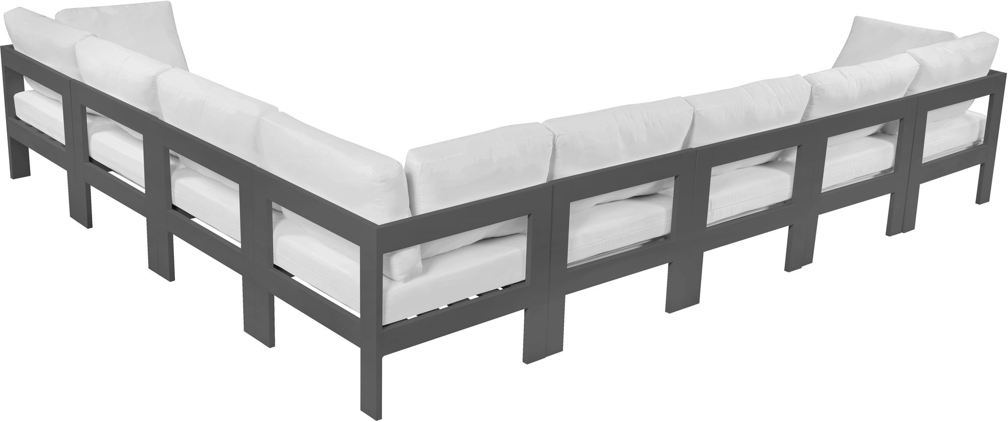 Nizuc 150" 8-Piece Outdoor Patio Waterproof Fabric Modular Sectional with Aluminum Frame