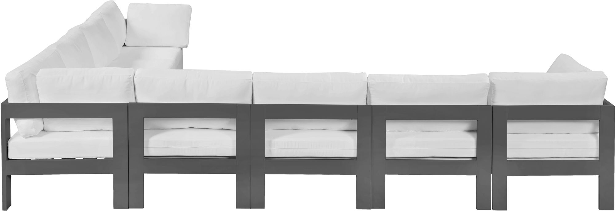 Nizuc 150" 8-Piece Outdoor Patio Waterproof Fabric Modular Sectional with Dark Grey Aluminum Frame
