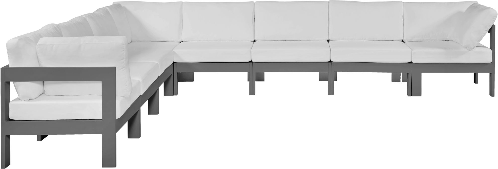 Nizuc 150" 8-Piece Outdoor Patio Waterproof Fabric Modular Sectional with Aluminum Frame