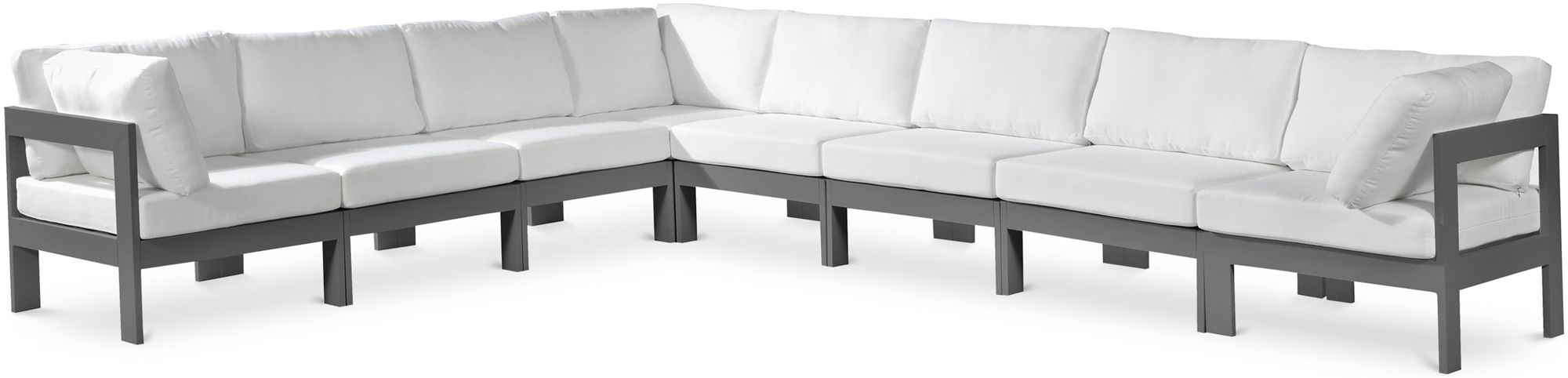 Nizuc 150" 8-Piece Outdoor Patio Waterproof Fabric Modular Sectional with Aluminum Frame